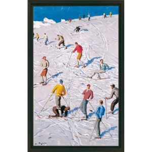Alfons Walde Druck auf Leinwand "Der Übungshang", mit Guggenheim Rahmen in schwarz