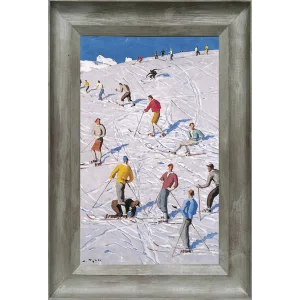 Alfons Walde Druck auf Leinwand "Der Übungshang", mit Original Walde Rahmen