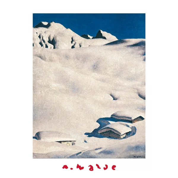 Postkarte mit Alfons Walde Motiv "Almen im Schnee"