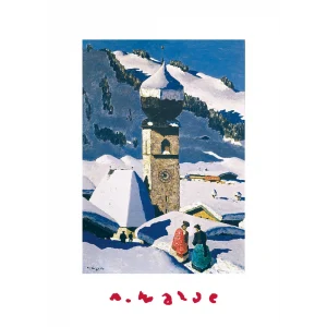 Postkarte mit Alfons Walde Motiv "Auracher Kirche"