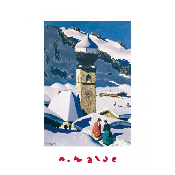 Postkarte mit Alfons Walde Motiv "Auracher Kirche"