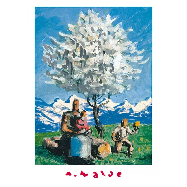 Postkarte mit Alfons Walde Motiv "Blühender Baum"