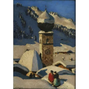 Original work "Tiroler Bergdorf" /“Tyrolean Mountain Village” (Aurach Church)