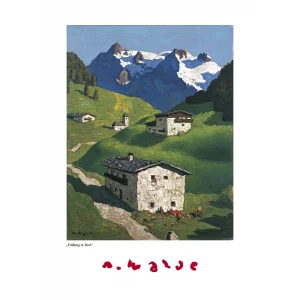 Plakat mit Alfons Walde Motiv "Frühling in Tirol"
