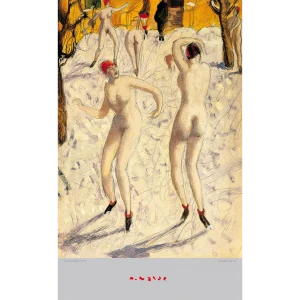 Plakat mit Alfons Walde Motiv "Tanzende im Schnee"