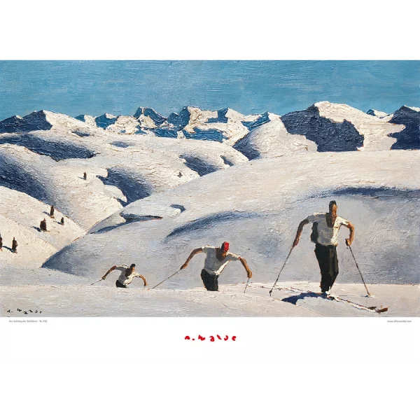 Plakat mit Alfons Walde Motiv "Aufstieg der Schifahrer"