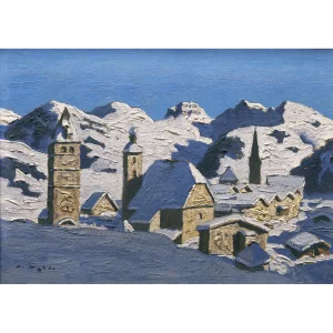 Kitzbühel im Winter, Kunstdruck auf Leinwand