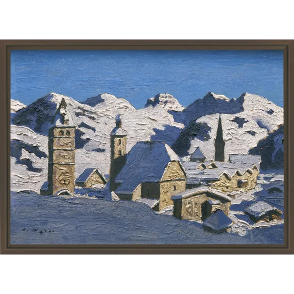 Kitzbühel im Winter, Kunstdruck auf Leinwand, gerahmt mit Guggenheim Leiste