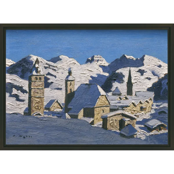 Kitzbühel im Winter, Kunstdruck auf Leinwand, gerahmt mit Guggenheim Leiste