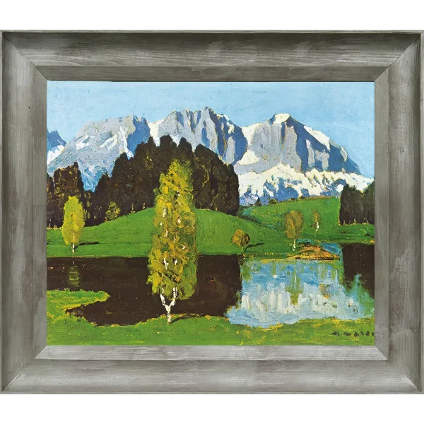 Schwarzsee Kitzbühel, Kunstdruck auf Leinwand, gerahmt mit Walde Rahmen