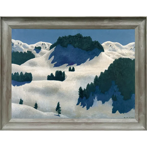 Winterlandschaft, Kunstdruck auf Leinwand, gerahmt mit Walde Rahmen