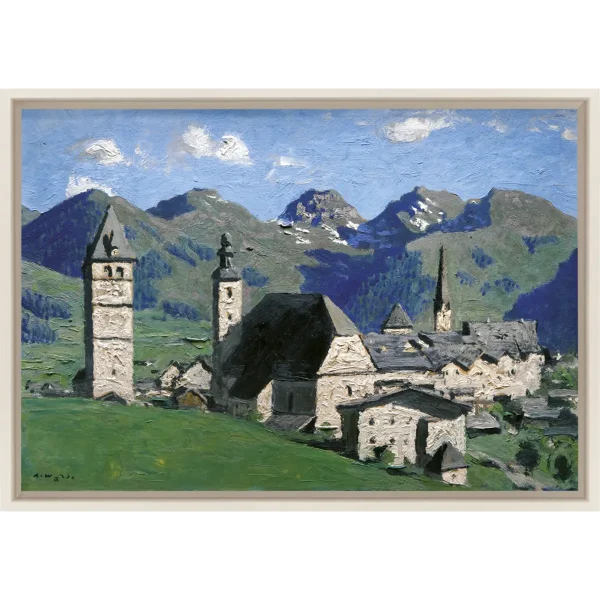 Kitzbühel im Sommer, Kunstdruck auf Leinwand, gerahmt mit Guggenheim Leiste