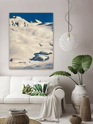 Almen im Schnee, Kunstdruck auf Leinwand nach Maß
