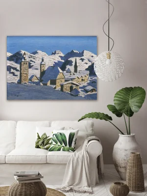 Kitzbühel im Winter, Kunstdruck auf Leinwand nach Maß