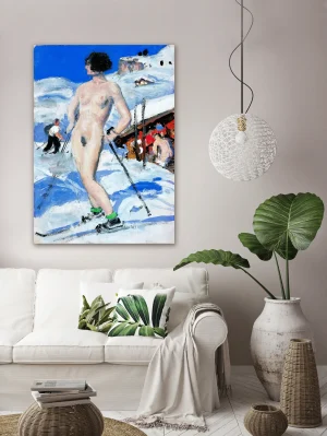 Nackte vor der Almhütte I / A Nude in the Alps custom made artprint