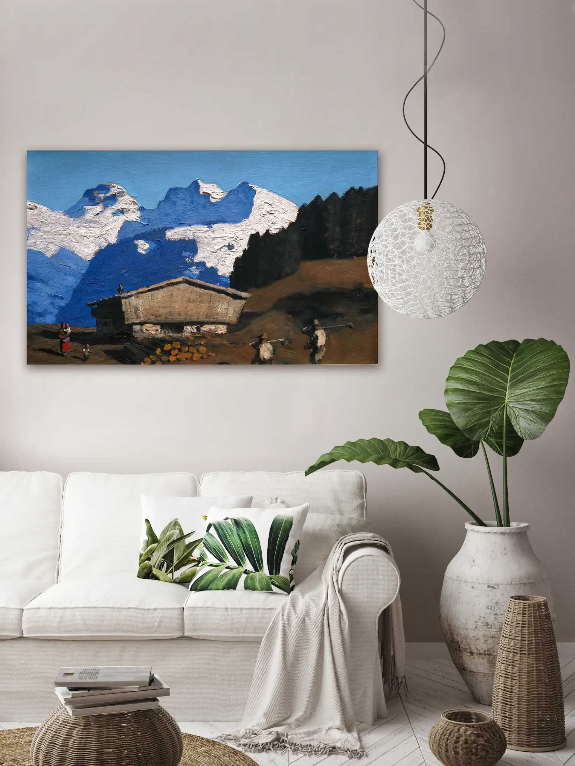 Tiroler Bergbauernhof, Kunstdruck auf Leinwand nach Maß